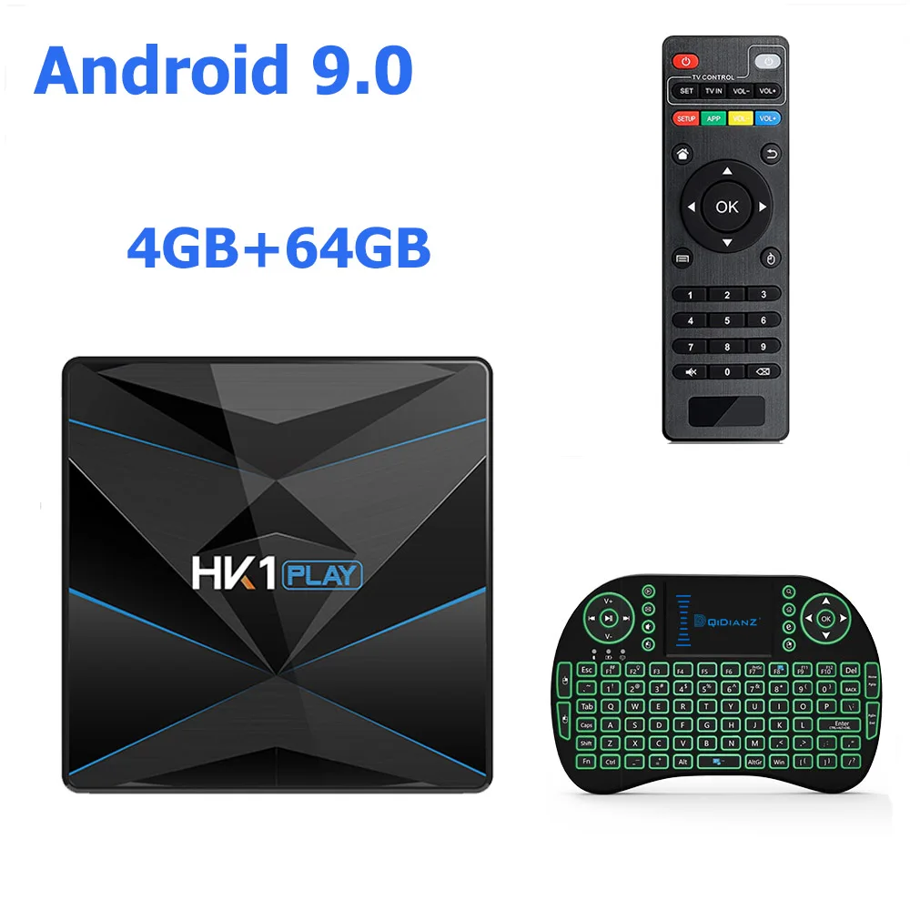 HK1 PLAY Android 9,0 Smart tv BOX Amlogic S905X2 Гугл ТВ приемник 4K Wifi медиаплеер Play Store бесплатное приложение быстрый набор верхней коробки - Цвет: 4G 64G keyboard