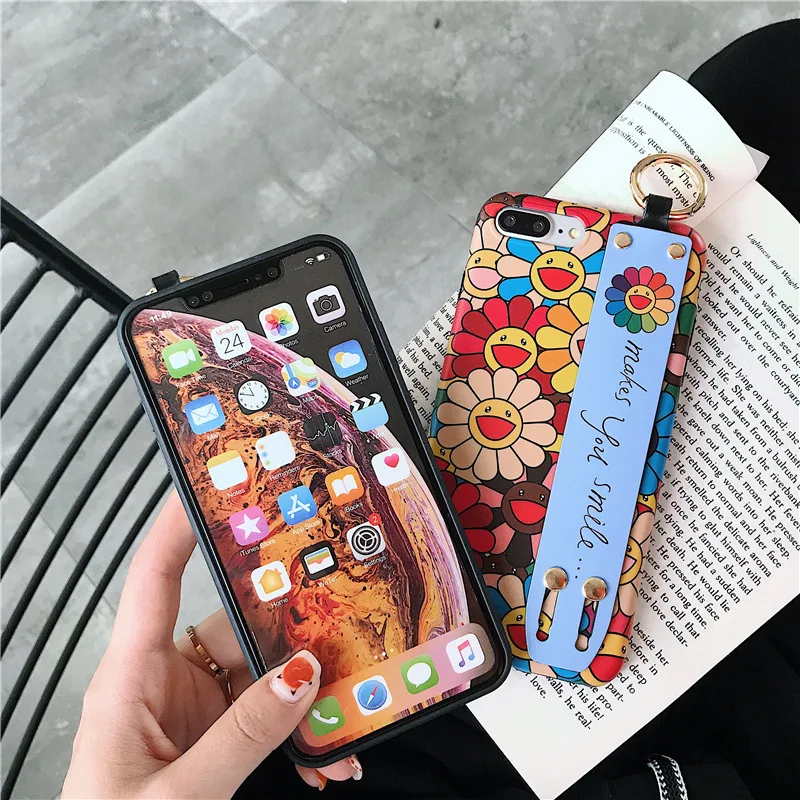  Phone Couple Case Luxury with Wrist Strap Holder Case Cover for iPhone