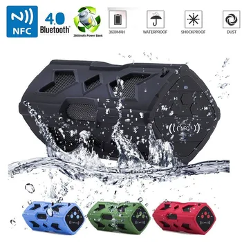 

Universal IPX4 Waterproof bluetooth Speaker 4.0 NFC Speaker Portable Outdoor Music Soundbox 3600mah Power Bank