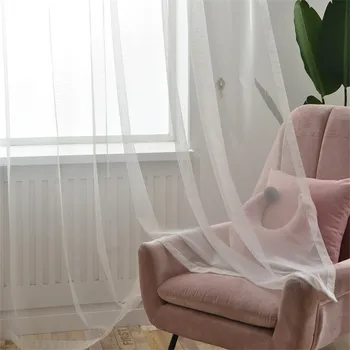 

White Tulle Curtains for Living Room Kitchen Window Sheer Cortinas European Voile Sheer Curtains For Window Drapes