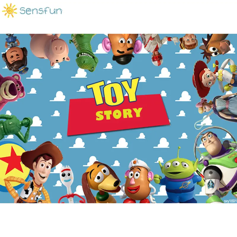 Sensfun Toy Story 4 конфеты Дети День рождения фотографии фоны стены деревянный пол настроить фоны для фотостудии