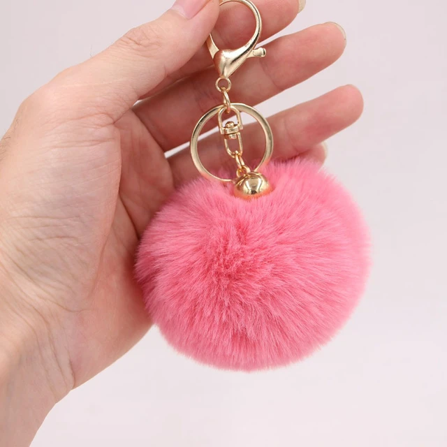 Fake Rabbit Fur Ball Keychain Pompom Key Chain Pom Pom Key Rings Ballerina  Dancer Girl Fourrure Pompom Women Bag Jewelry Gifts