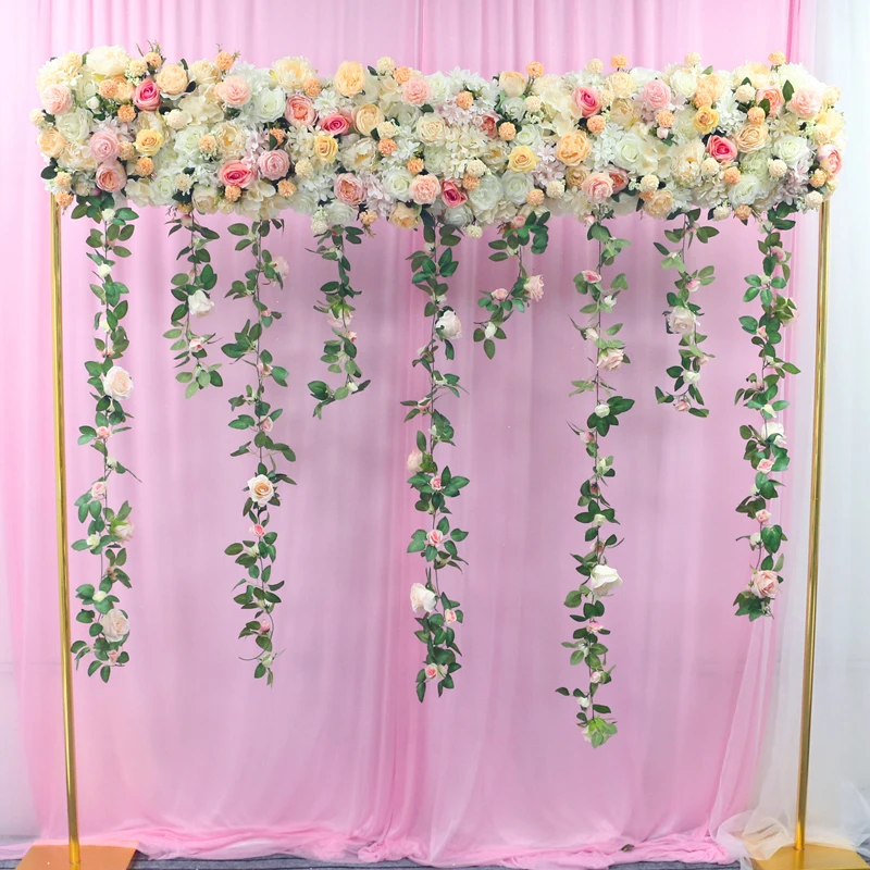 JAROWN Artificial Rose Flower Row Flower Ball Wedding Centerpieces Candle Stick Flower Stand Hydrangea Silk Fake Flowers Home Decor (11)