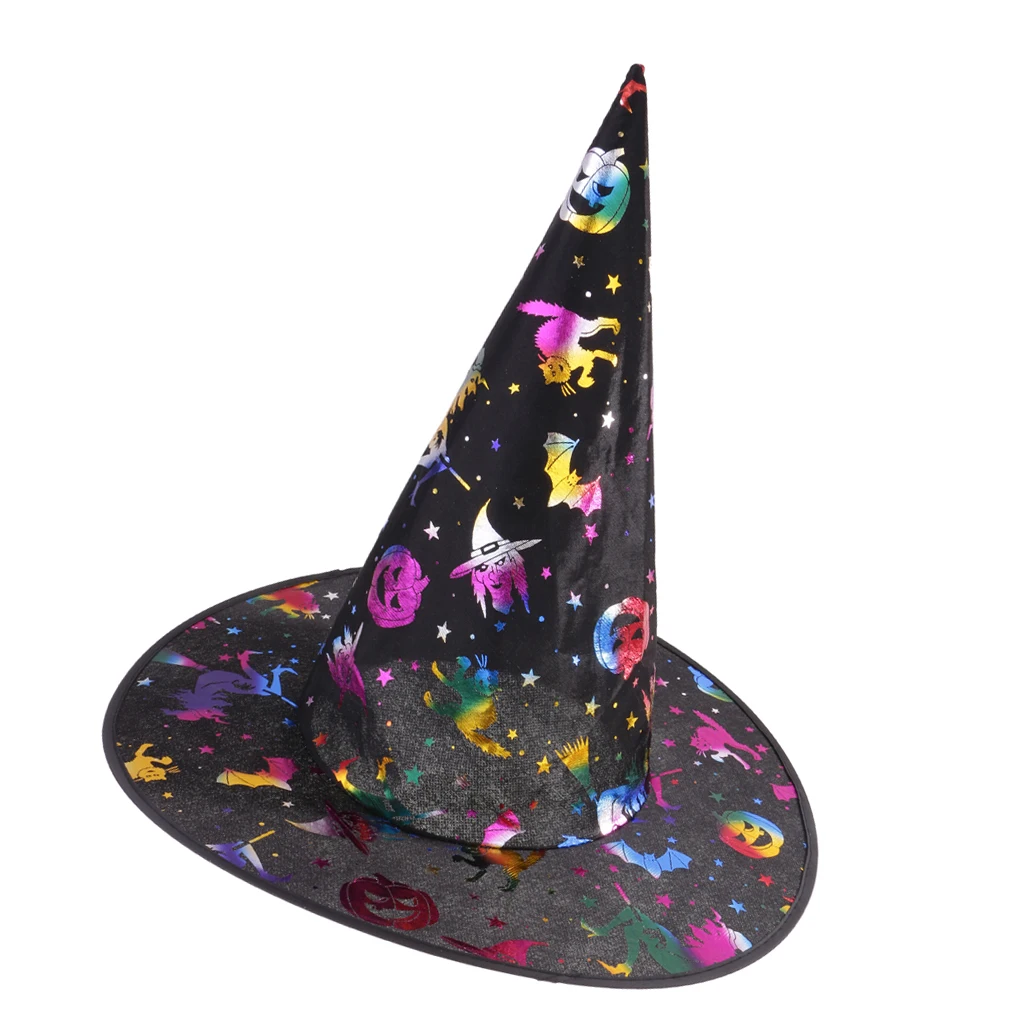 Vintage Unisex Kids Adults Witch Hat Wizard Costume for Halloween Night Ball Cosplay Party Fancy Decoration