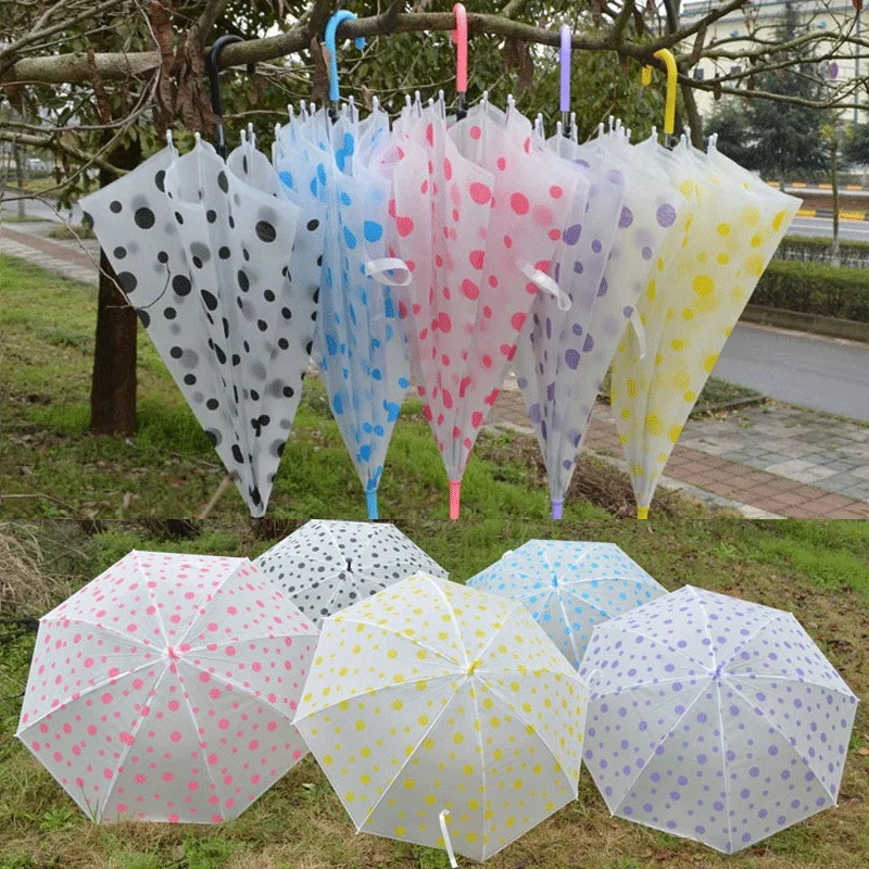 Случайный цвет прозрачный зонтик с длинной ручкой прямой стержень дождь Солнце зонты для сувенир для свадебной вечеринки Мужская и женская мода