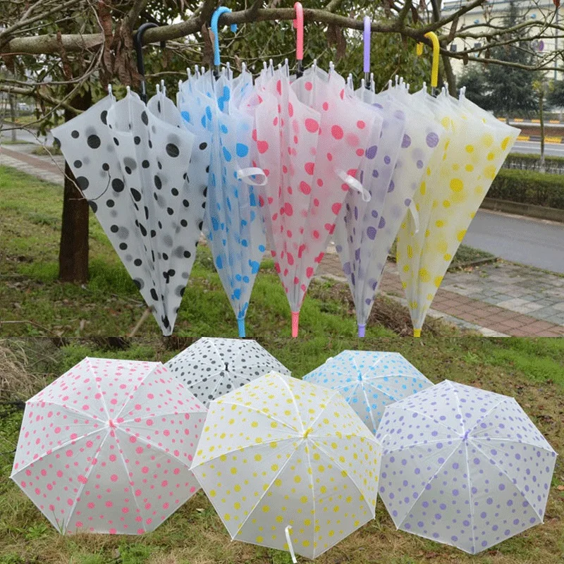 

Random Color Transparent Clear Umbrella Long Handle Straight Stick Rain Sun Umbrellas for Wedding Party Favor Men Women Fashion