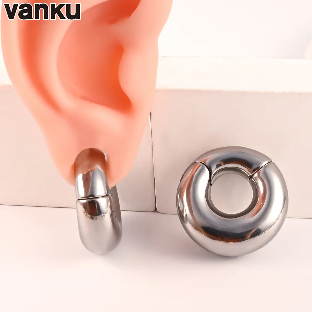 Vanku 316L 스테인레스 스틸 펑크 라운드 자기 귀 무게 확장기 들것 플러그 터널 게이지 귀걸이 바디 피어 싱 쥬얼리