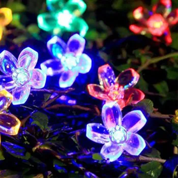 

7M 50LEDS Peach Flower Lighting String Solar Lamp Power LED String Fairy Lights Garlands Garden Christmas Decor For Outdoor
