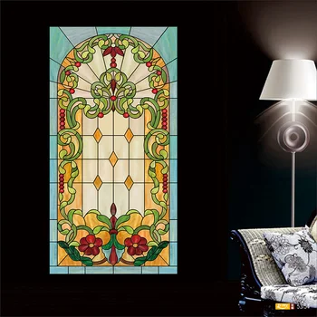 

Custom Size Privacy Glass Film Static Cling Frosted European Christian Church Window Film 55cmx100cm