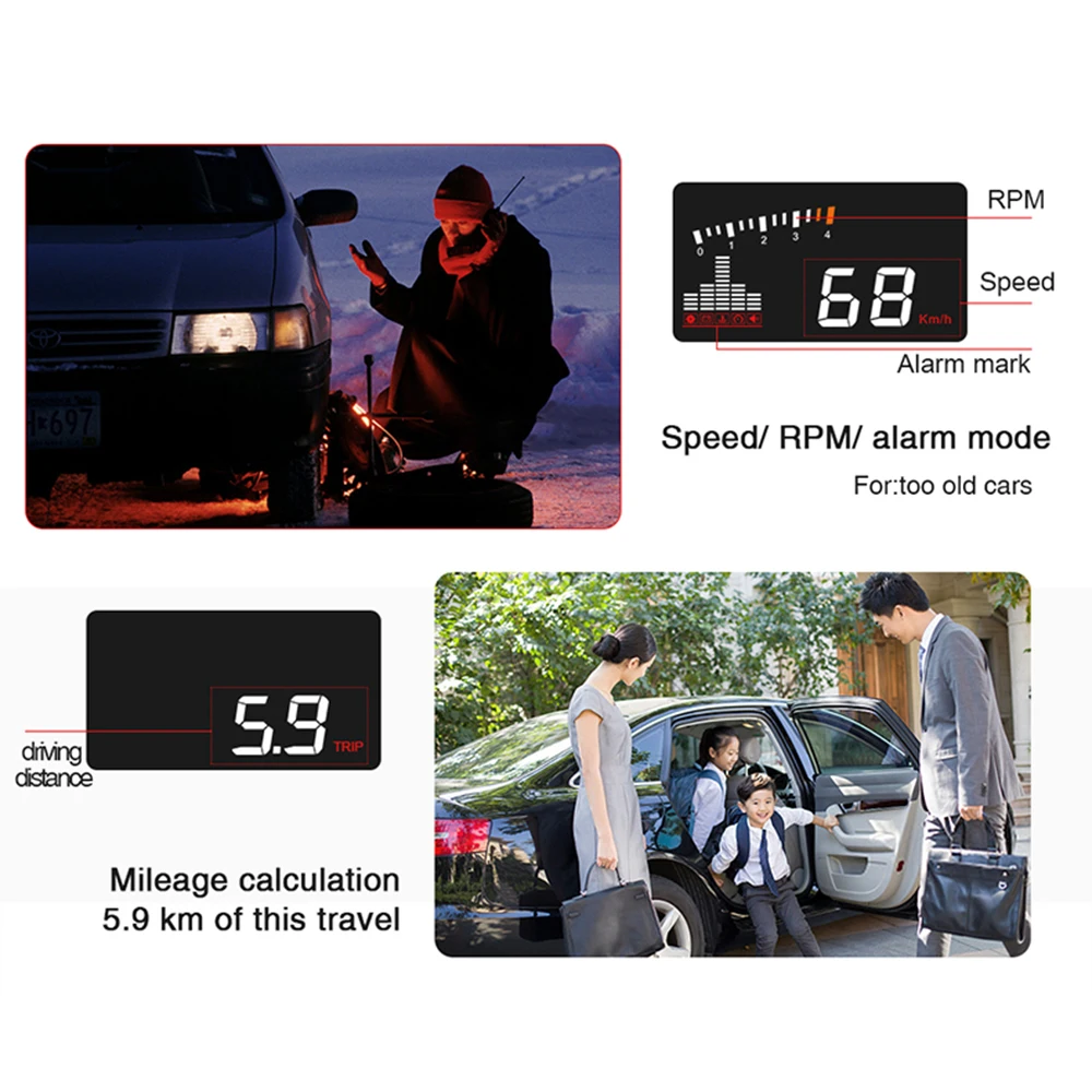 X5 Car HUD OBD II Head-Up Display Overspeed Warning System Projector Windshield Auto Electronic Voltage Alarm X5 Car HUD OBD II Head-Up Display Overspeed Warning System Projector Windshield Auto Electronic Voltage Alarm