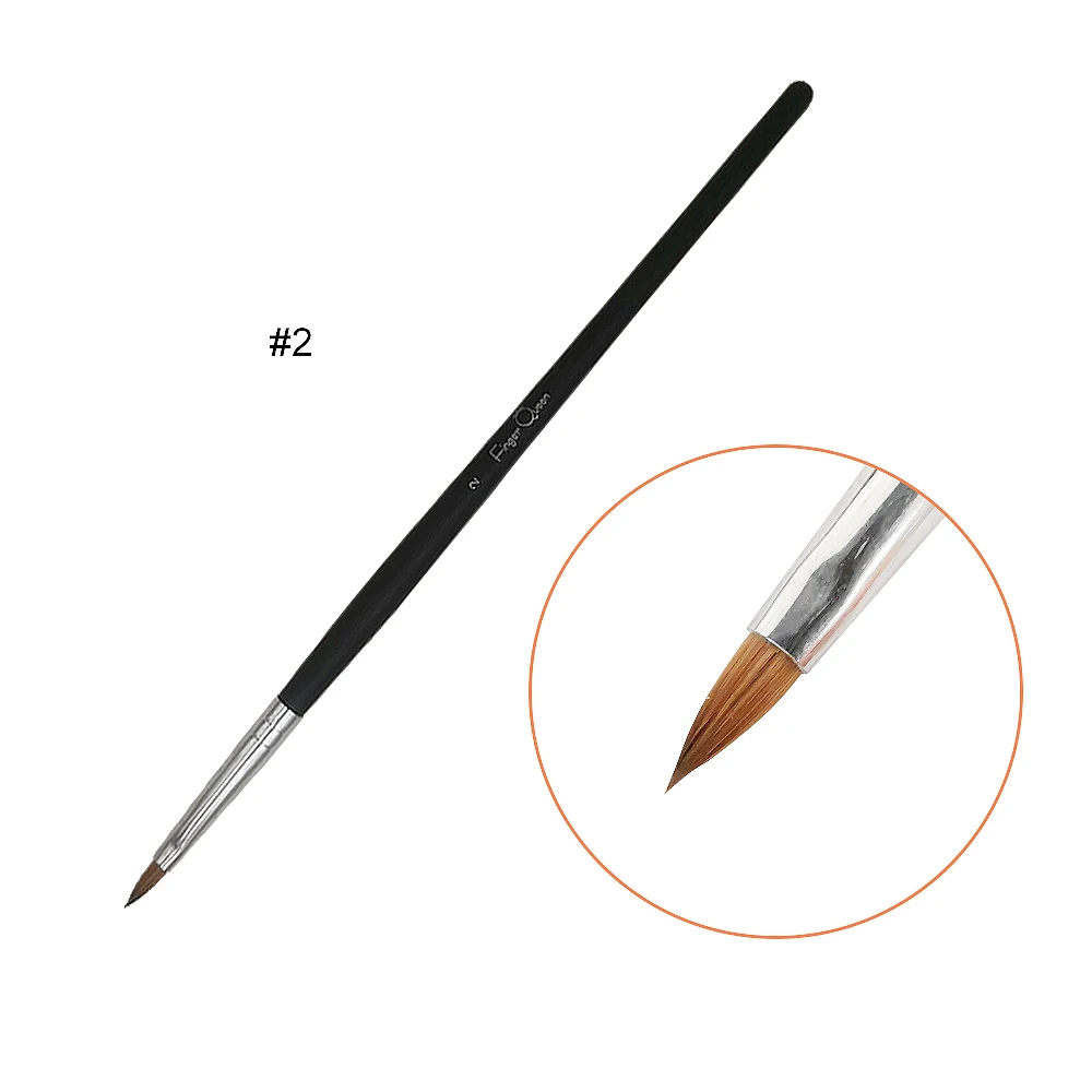 1pcs Kolinsky Manicure Brushes Black Crystal Nail Pencil for Nail Decoration Painting Carving Gel Nail Brush - Цвет: size2