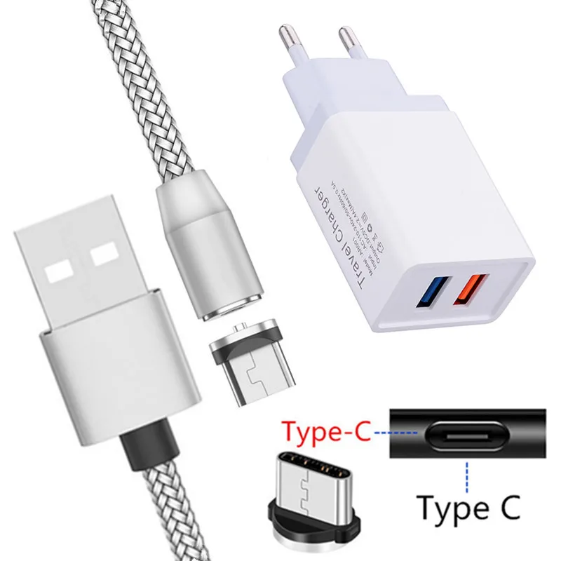 

For Samsung galaxy A70 S8 S9 Note 9 10 Xiaomi A3 Mi 9 9T Redmi Note 7 8 LG G6 Magnetic Type C Charge Cable LED light USB Charger
