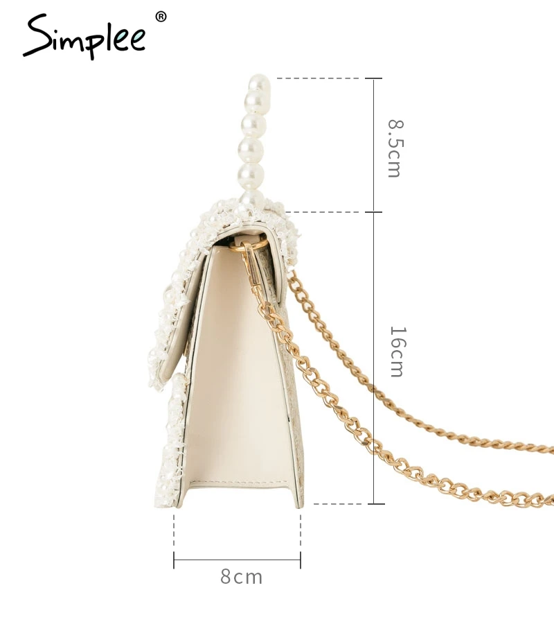 Simplee Элегантная клетчатая женская сумка из бисера с цветочным принтом Твердый жемчужный ремешок на Шикарная сумка