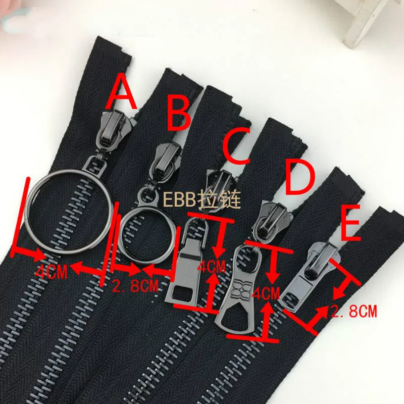 2 Pcs/lot Luxury Long Fashion Oversize Metal Zipper Black Single Open