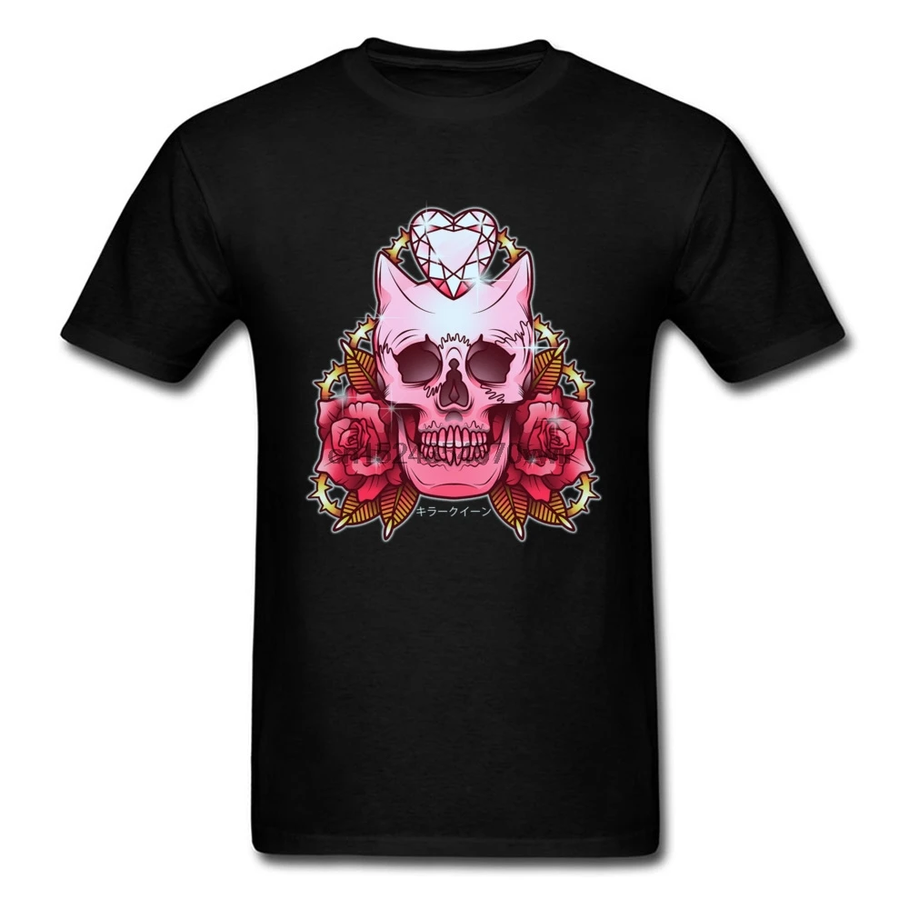 

Killer Queen Of Diamonds T Shirt Men Skull Tshirt Death Black Clothing 80s Hip Hop T-shirt Hipster Band Top Tees XL