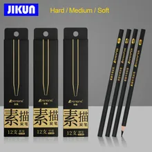 

12pcs Drawing Sketch Pencil - JIKUN Black Charcoal Pencils for Artist Soft/ Medium/ Hard Art Suppliers Stationery