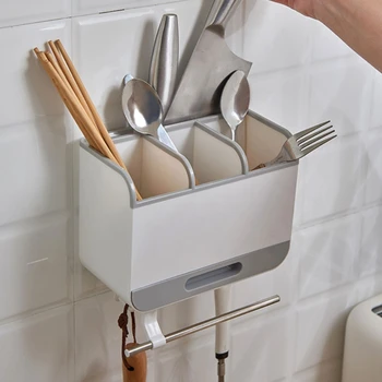 

Plastic Chopstick Holder Wall-mounted Drain Chopstick Cage Household Tableware Storage Multifunctional Chopstick Box
