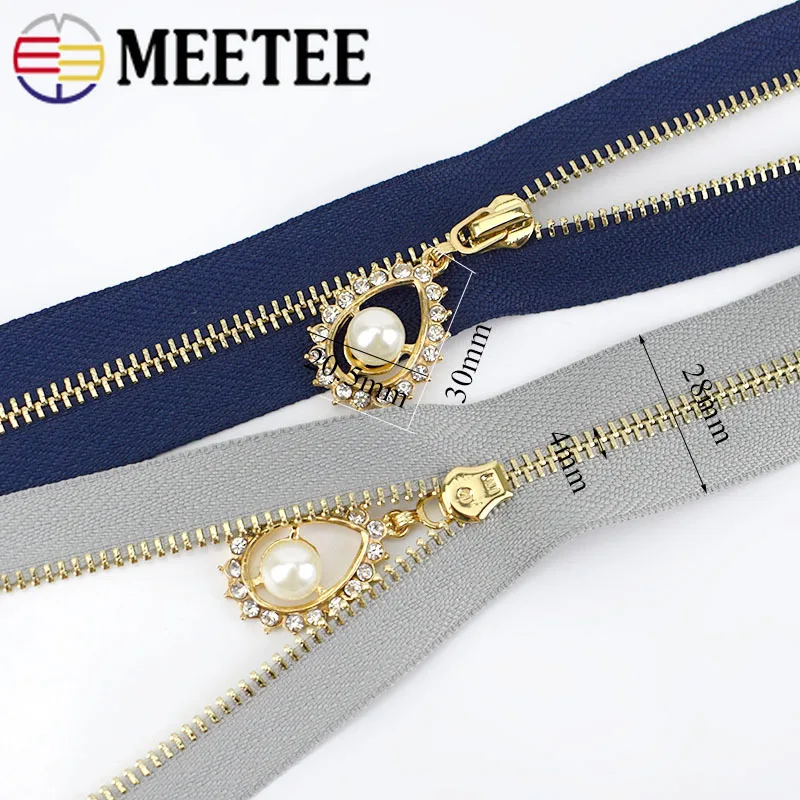 3# Metal Zipper 40cm 50cm 60cm 70CM Zipper 2/5pcs Open End Gold Teeth Zip for Sewing Bags Purse Tailor Zipper