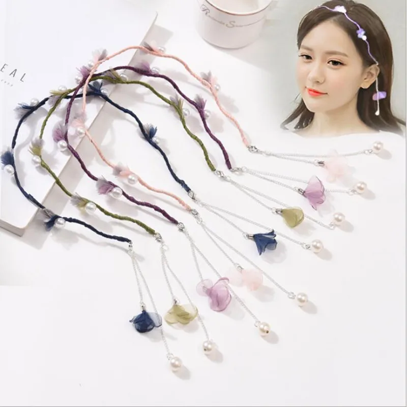 

Small Fresh Fashion Flower Hairband Pearl Hair Hoop Head Band Cloth Headband ForGirl Hair Scrunchy Bezel Headdress Accessories