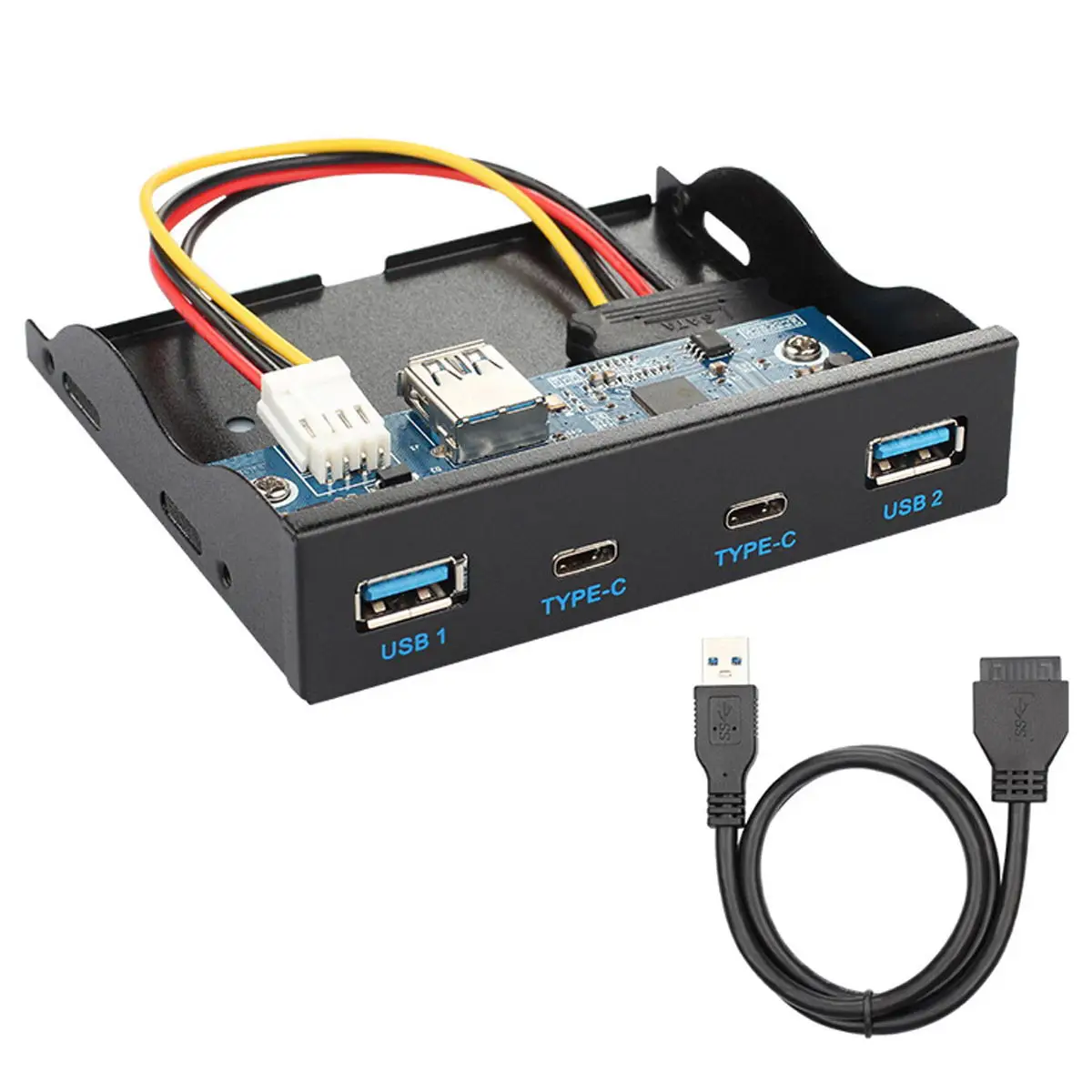 USB 3,0 концентратор 4 порта Передняя панель и USB-C к материнской плате 20Pin Соединительный кабель для 3," ячейка для дискет
