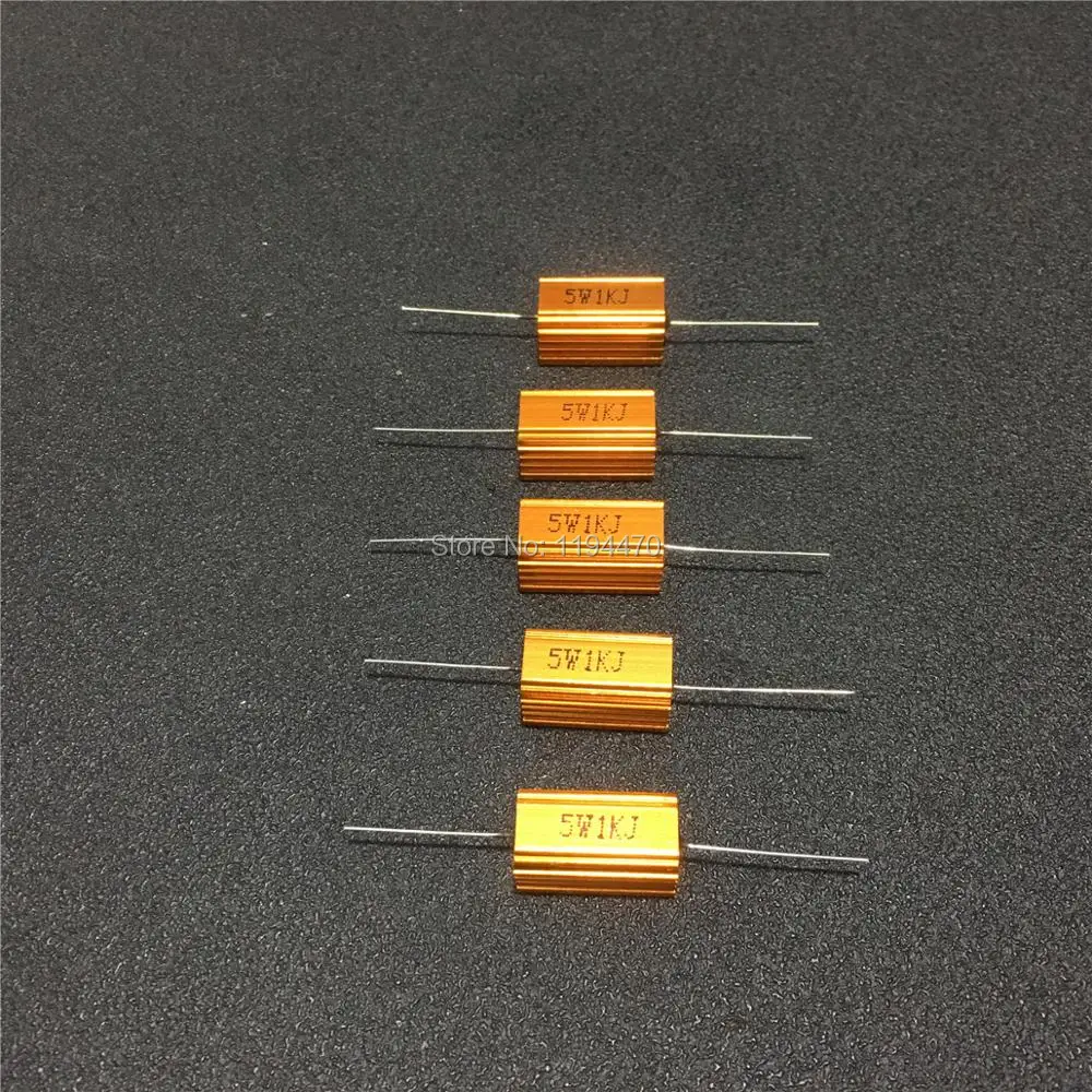 5pcs/Lot RX24 5W 20R 30R 33R 47R 50R 100R 120R Ohm Golden Metal Shell Case Power Wirewound Resistor Aluminum Housing 5% Class J |