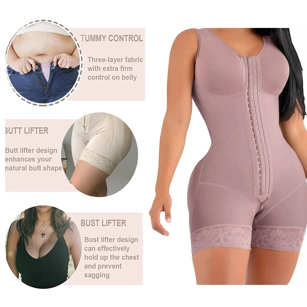 High Compression Short Girdle With Brooches Bust For Daily And Post-Surgical Use Slimming Sheath Belly Women