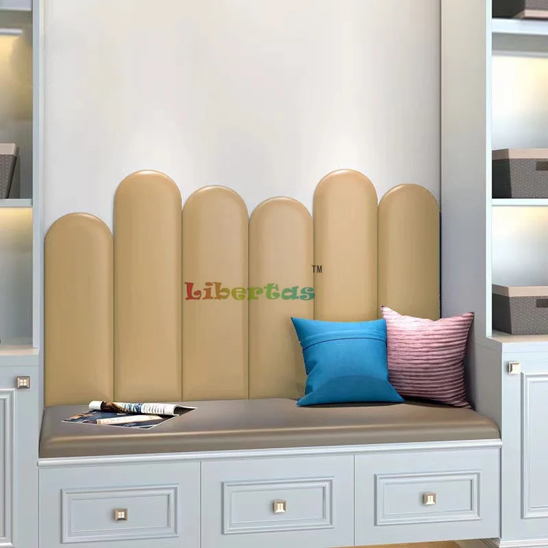 Cabecero de cama 3D, pared de fondo de sofá, Tatami, bolsa suave, pared de lujo ligera para niños, anticolisión, autoadhesivo, decoración del hogar