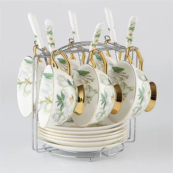 

Yolife Camellia Bone China Coffee Set British Porcelain Tea Set Ceramic Pot Teatime Teapot Coffee Cup Mug