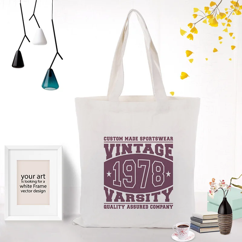 

Text type Handbag Tote Bag Shopping Bag Custom Print Logo Canvas Text DIY Daily Use Eco Ecologicas Reusable Recycle