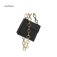 Fashion Crocodile Pattern Crossbody Bag Women handbag Mini Flap Purse Female Ring chain PU leather Shoulder Bag black Bolsa Sac