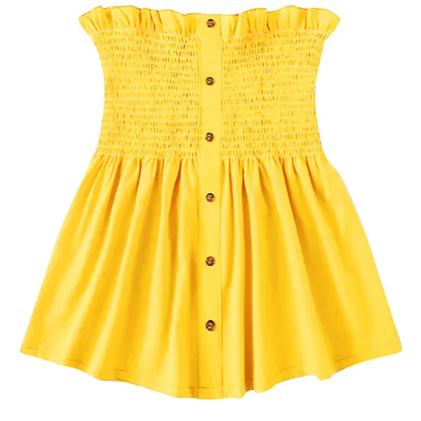 Blusas mujer de moda женская блузка рубашка Модный женский шифоновый с открытыми плечами жилет однотонное кружевное с рюшами на пуговицах Топ tt3m - Цвет: Yellow