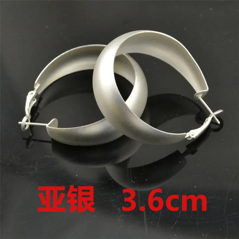 C silvery 3.6cm Большие серьги в форме колец для женщин матовые серебряные кольца серьги оптом модные ювелирные изделия Принцесса богиня Молодежные женские серьги - Окраска металла: C silvery 3.6cm