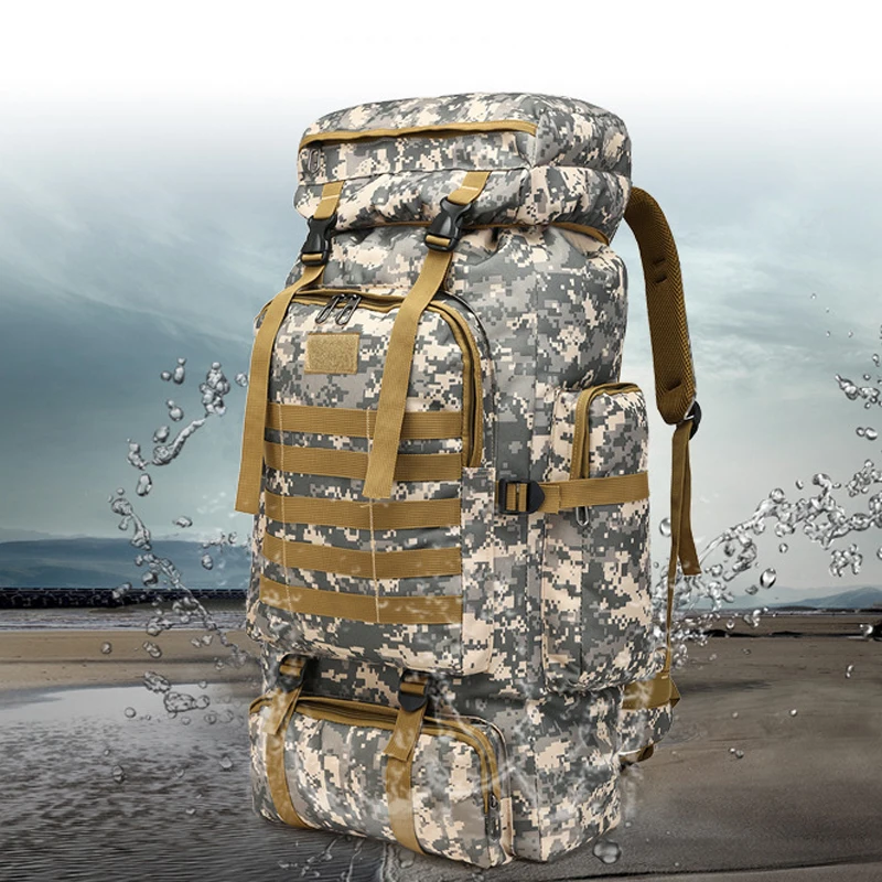 80L большой емкости открытый рюкзак для размещения спальный мешок