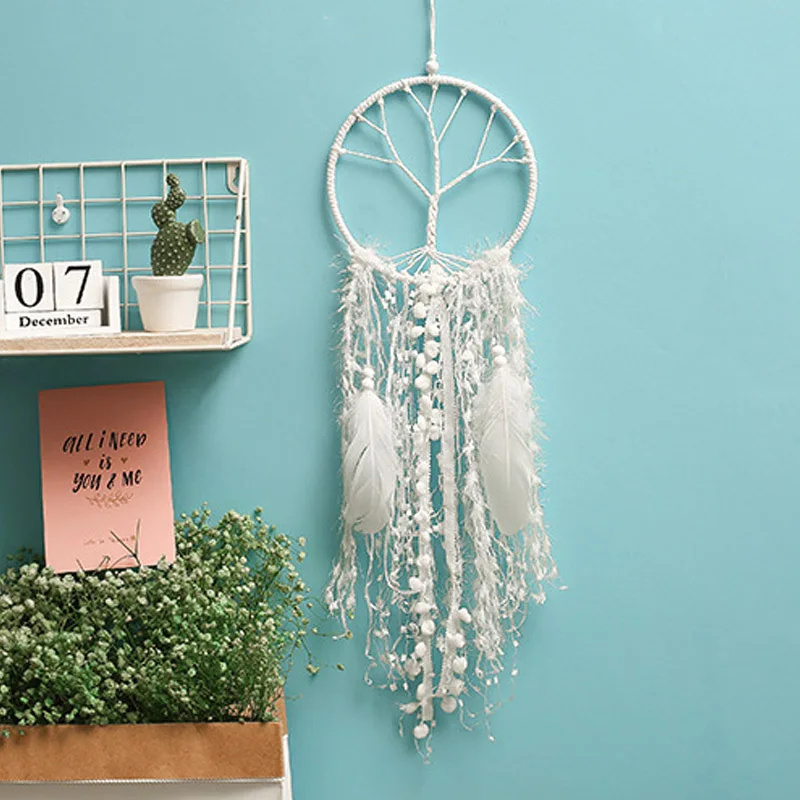 As picture Room Decoration Beautiful Tree of Life Dream Catcher Weave ловец снов with feathers for Hanging home wall decorations Ornament - Color: As picture