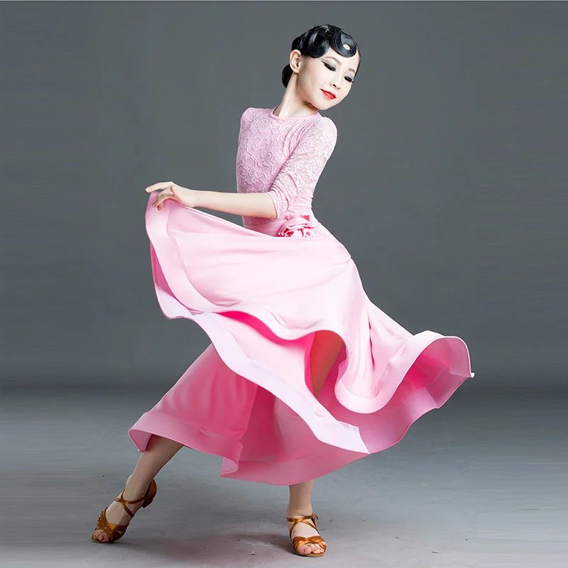Ballroom dance costume leotard skirt outfit for girls waltz performance