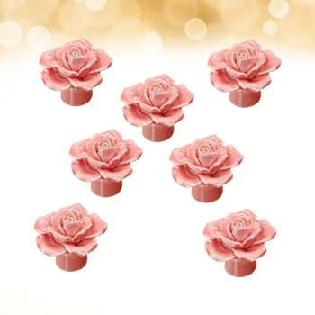 

7pcs Rose Cabinet Handle Ceramic Handle Pull Handles Drawer Cabinet Wardrobe