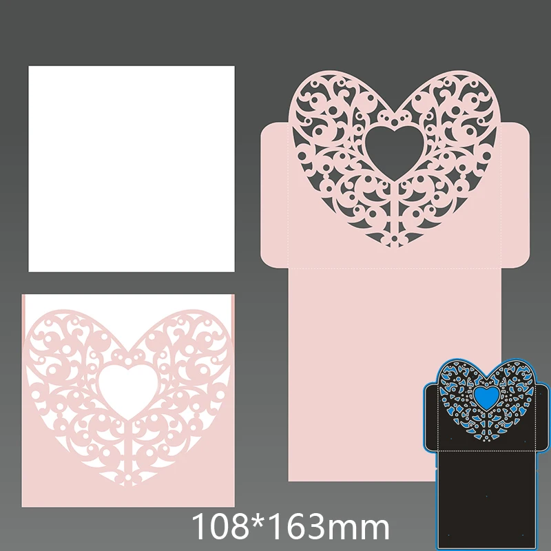  108*163mm heart invitation New Metal Cutting Dies Scrapbook paper template Embossing DIY Paper Card - 4000579151099