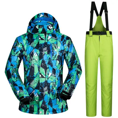 Color 4 С капюшоном мужской лыжный костюм сноуборд куртка брюки зимняя одежда брюки зимний костюм ветрозащитная водонепроницаемая верхняя спортивная одежда для мужчин - Цвет: Color 4
