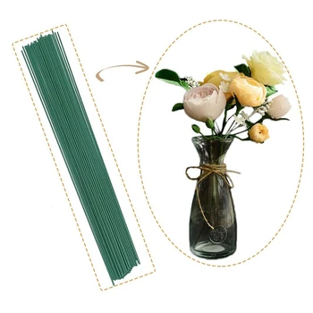 

200Pcs 22 Gauge Dark Green Floral Stem Wire Crafting Floral Paper Wrapped Wire Artificial Plant Stub Stem for Flower