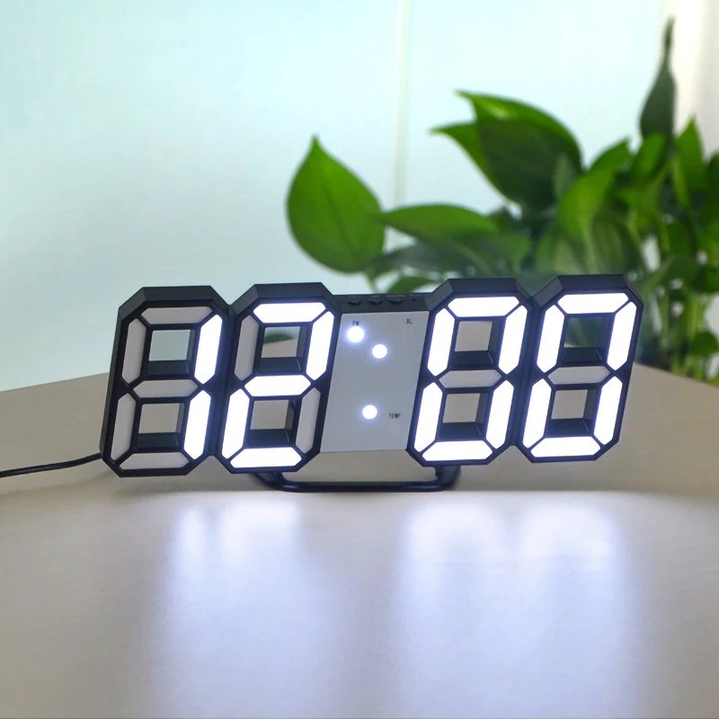 LED Alarm Clock USB Charge 3D Electronic Automatic Induction Digital Clocks Wall Horloge Home Decoration Office Table Desk Clock