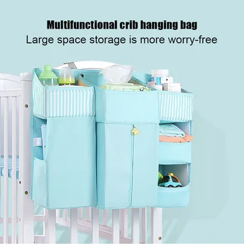 

Baby Crib Cot Bed Storage Bag Hanging Pocket Diaper Nappy Clothes Organizer for Home UD88