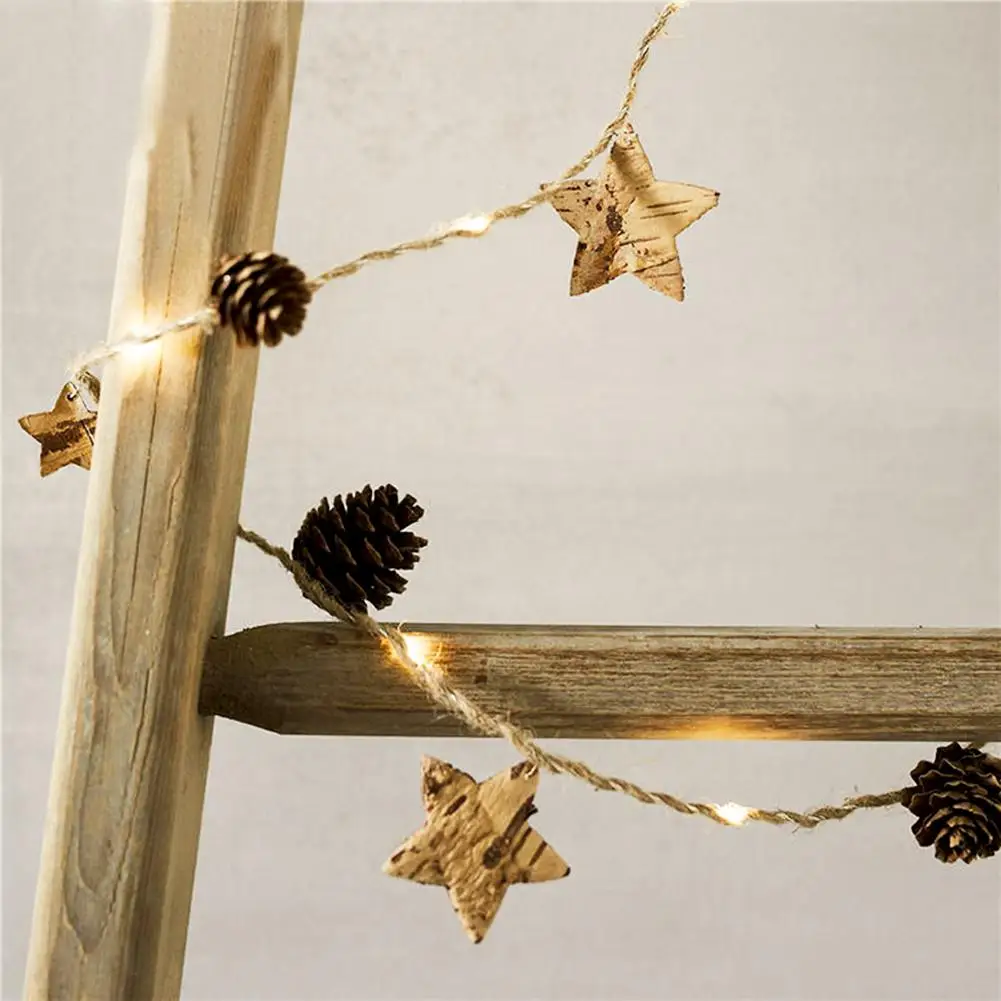 Сказочные огни для Счастливого Рождества светодиодный медные светильники сосновая конусная струна для рождественской елки и украшения дома - Цвет: Star Pine cone