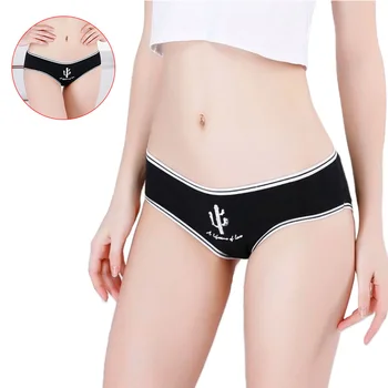 

Kawaii Cat Lattice Letters Print Panties Women Underwear Funny Print Ladies Sexy Briefs Cute Lingerie Cotton Intimates Underpant