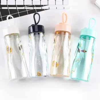 

500mL Portable Water Bottle with Handle Plastic Transparent High Capacity Drinking Kettle Sport Travel Protein Shaker Drinkware