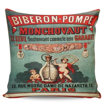 

Vintage Poster Biberon Pompe Pattern Pillow Covers Cases Cover Cushion Pillowcase Square Print