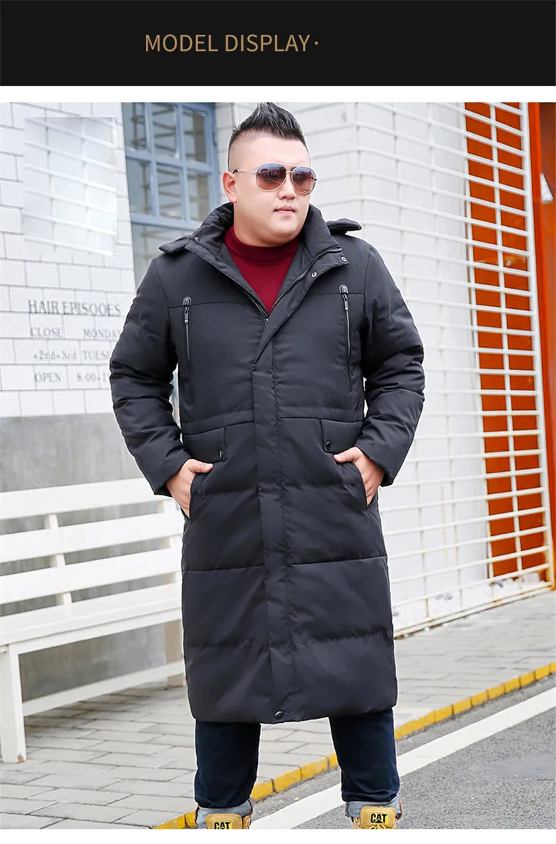 Мужская зимняя куртка модная теплая Повседневная куртка с капюшоном мужская длинная куртка выше колена негабаритная XL-8XL 9XL 10XL черная/серая куртка