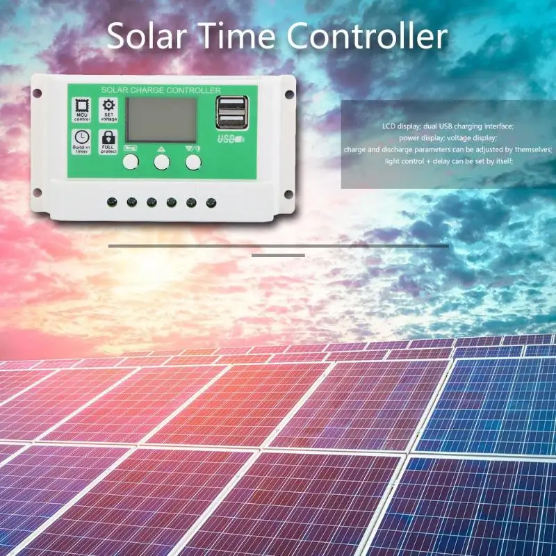 

12V 24V LCD Display Dual USB Solar Panel Charger Controller PWM Charge Regulator Automatic Recovery Type without Damaging