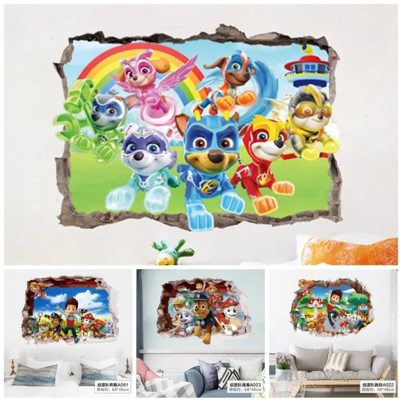 

Disney Pawed Full Set Of Puppy Patrolling Dog Wall Stickers 3D Wallpapers Home Decor For Kids Boys Girls Living Room DIY PVC