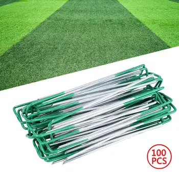 

100Pcs Garden Galvanized Steel Pile U - Shaped Nails Artificial Turf Playground Lawn Weed Plant Landscape Grid Floor Nail