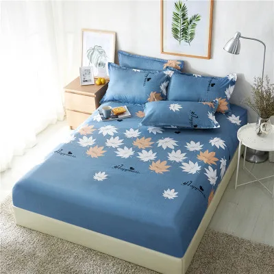E Geometric Printed Polyester Bed Sheets and Pillowcases Set Home Bedding Linens Mattress Cover with Elastic Fitted Sheet Set - Цвет: E